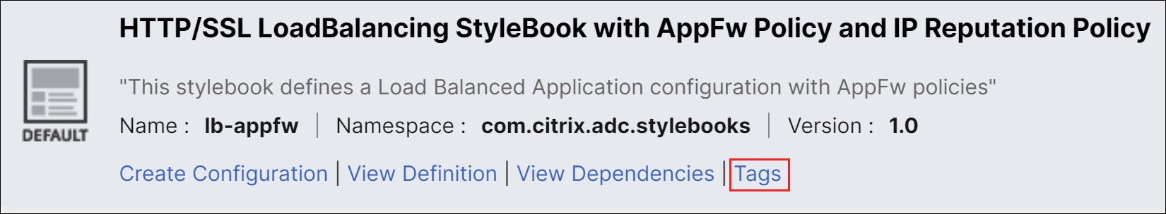Tags for a StyleBook