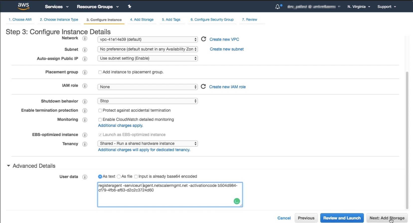 Configure instance details