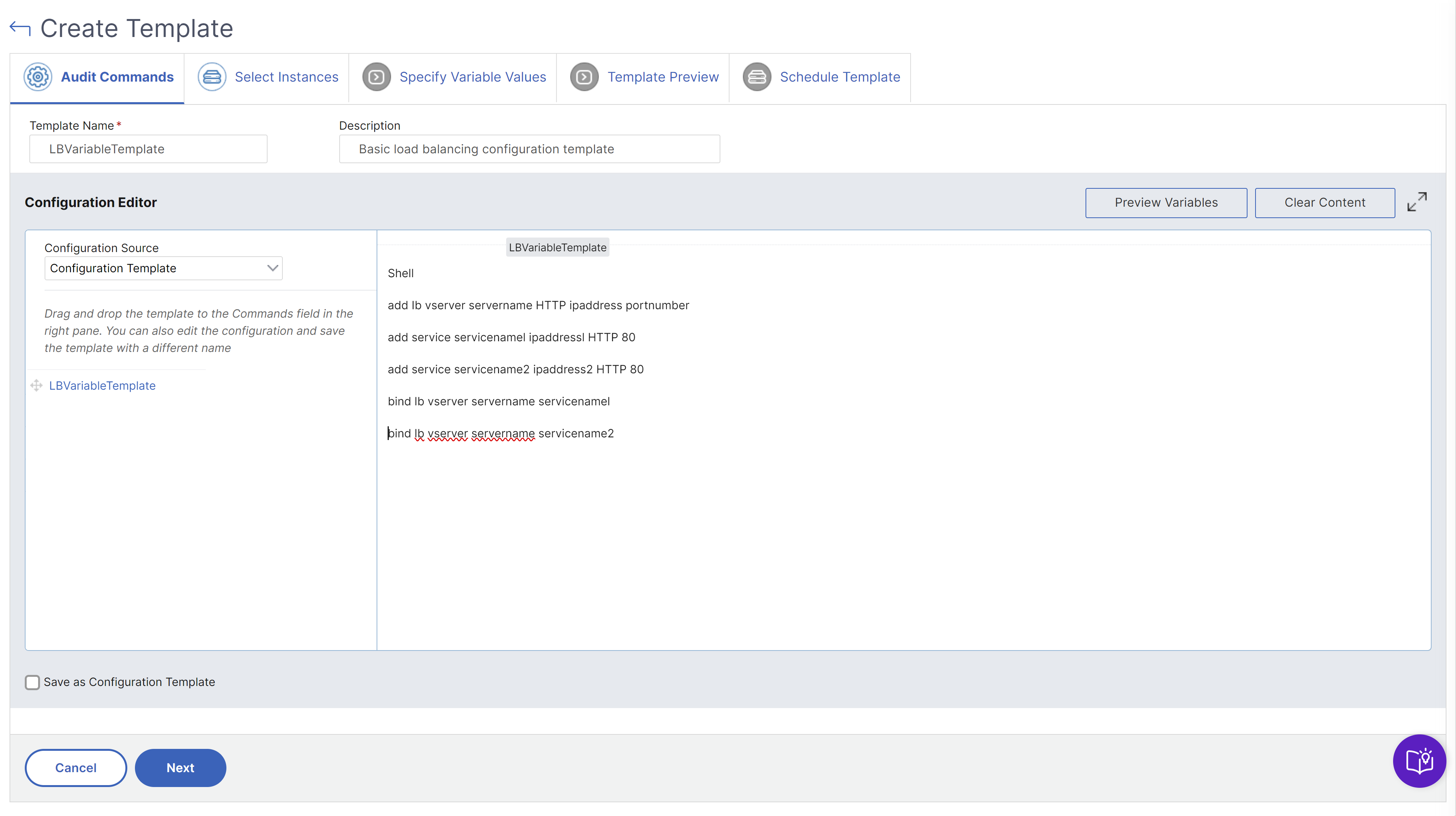 Create audit template