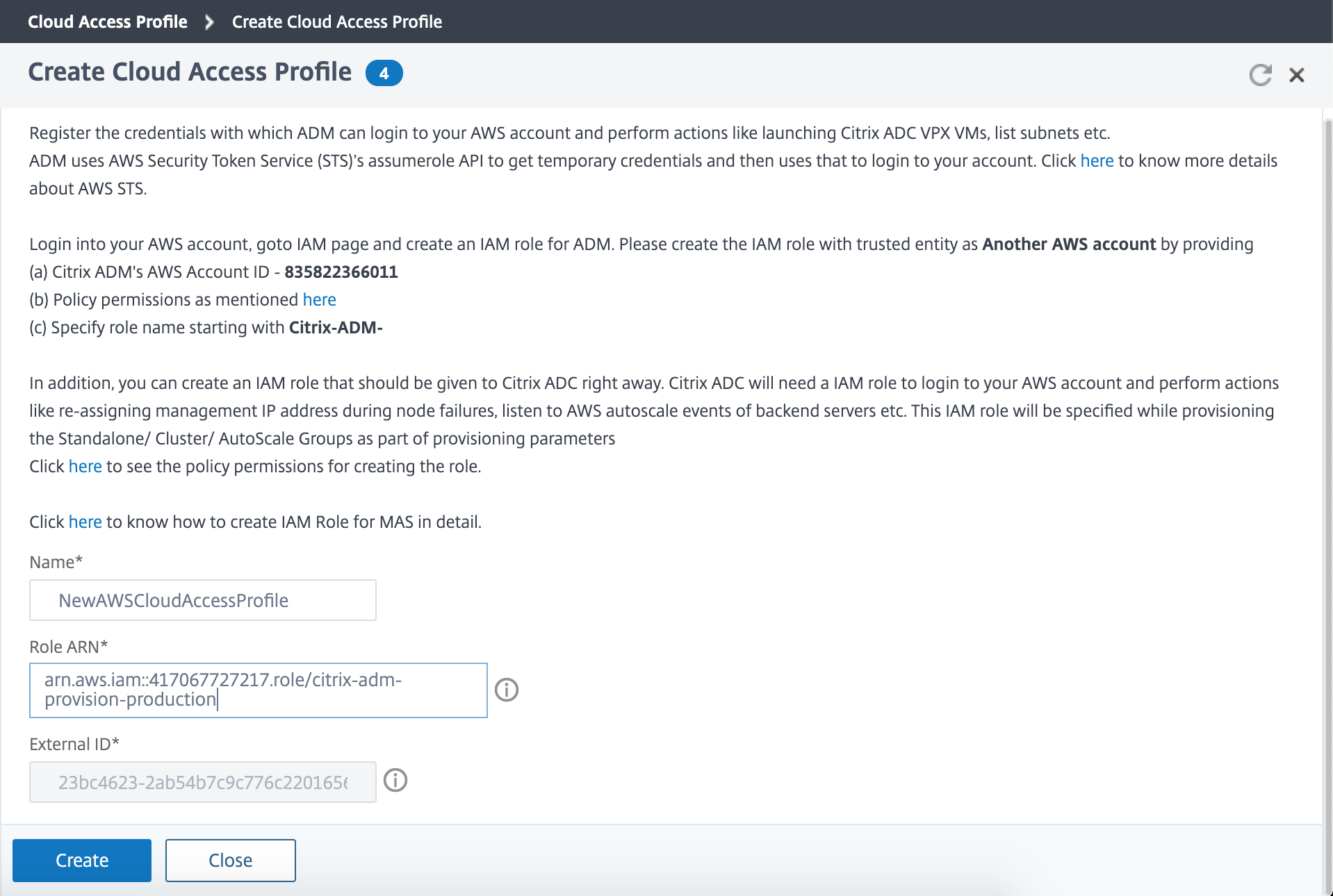 Create a site for AWS