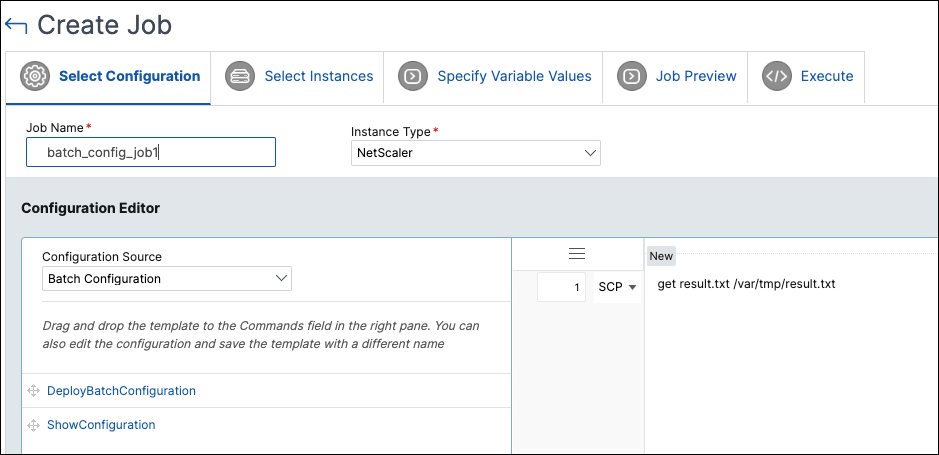 Batch configuration job