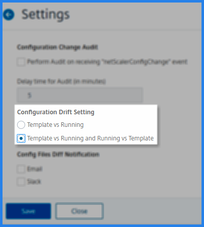 Bidirectional config drift setting