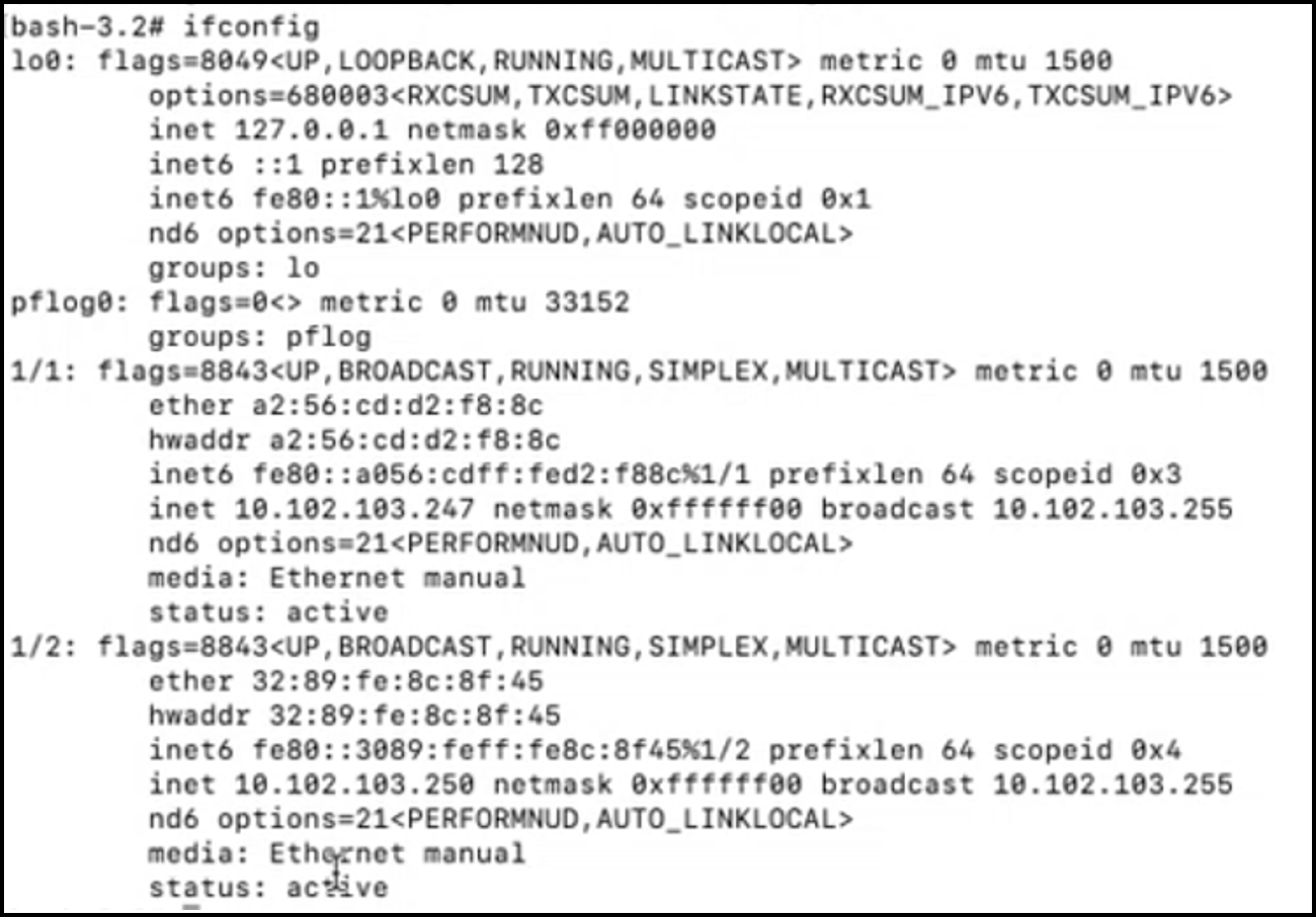 Code Block ifconfig