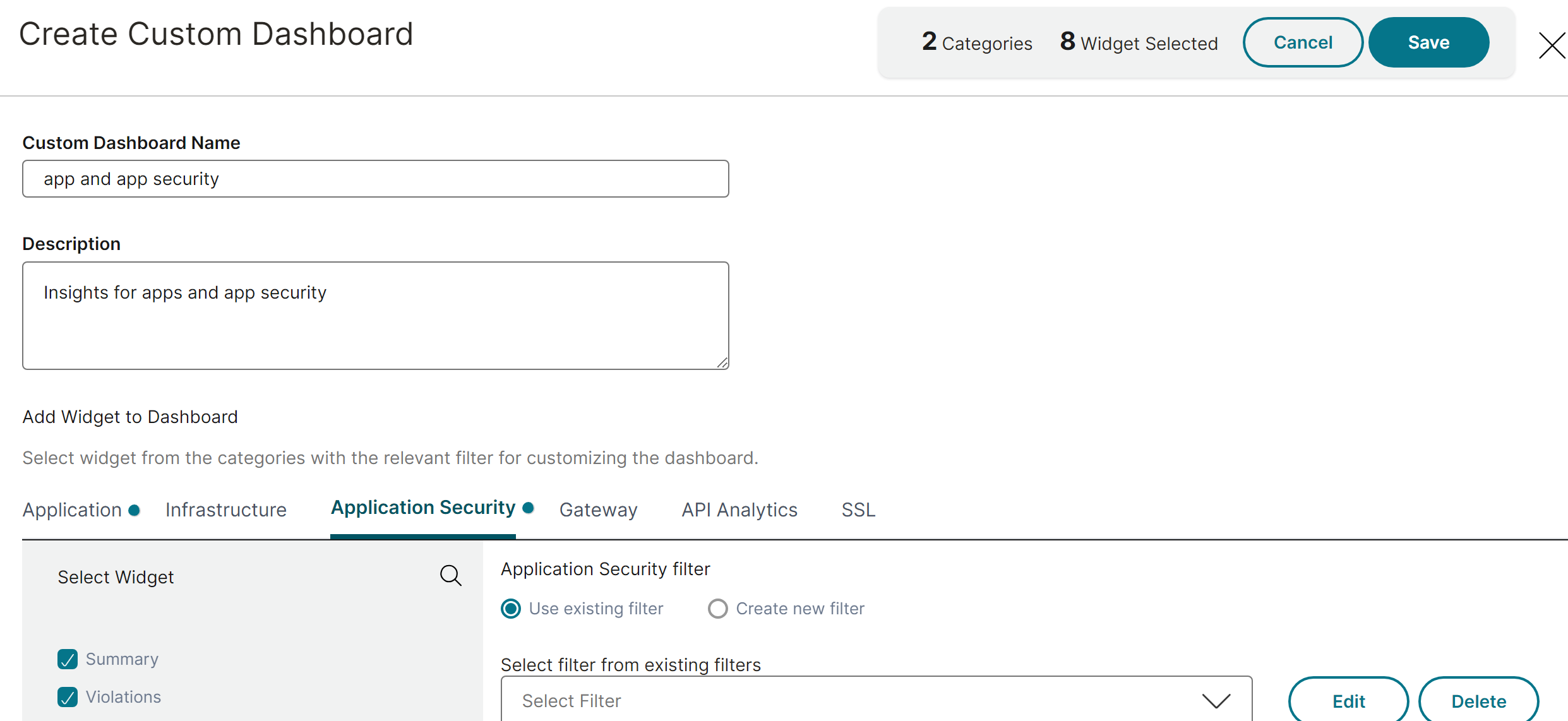 Create custom dashboard