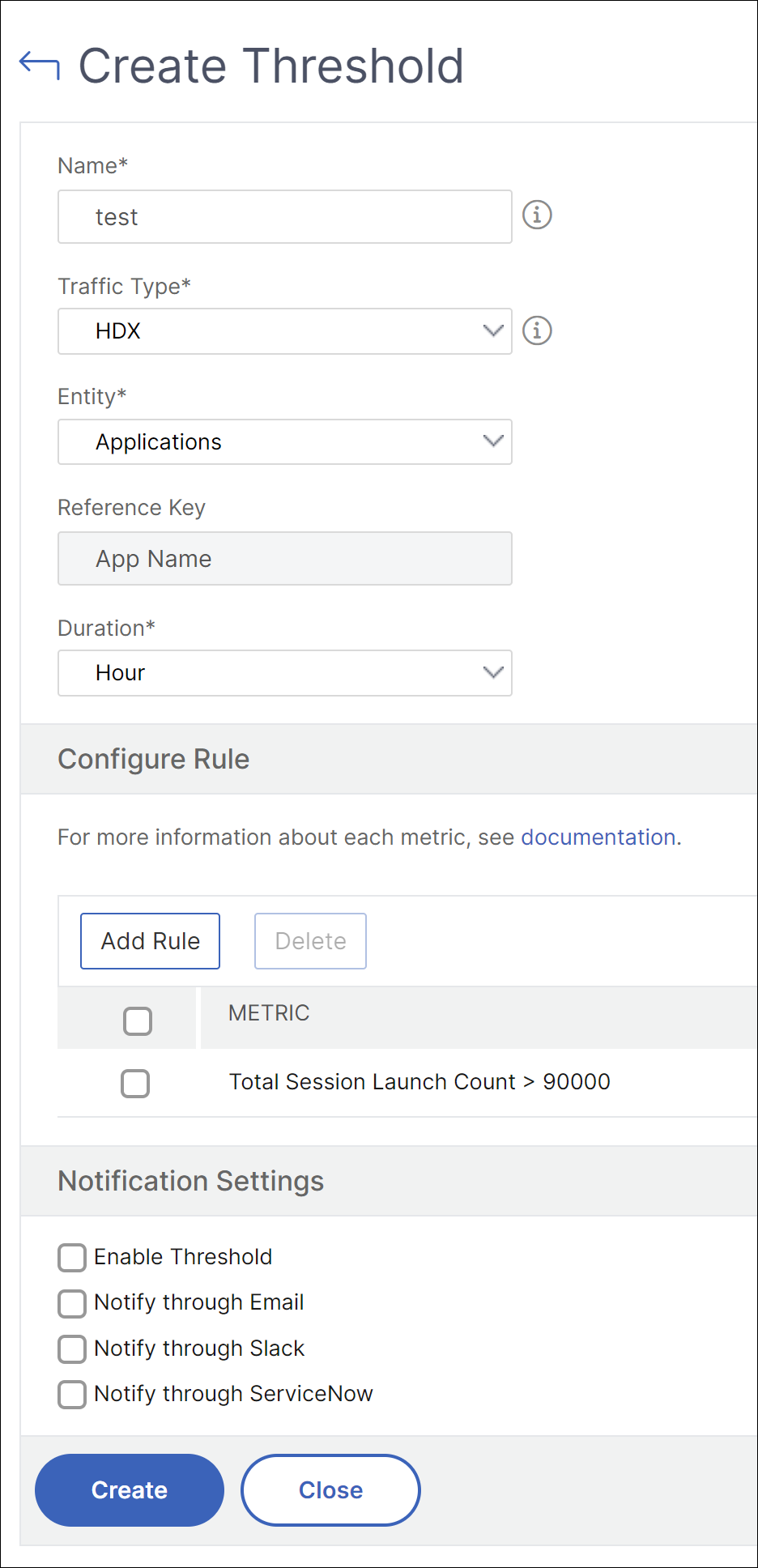 Create analytics thresholds