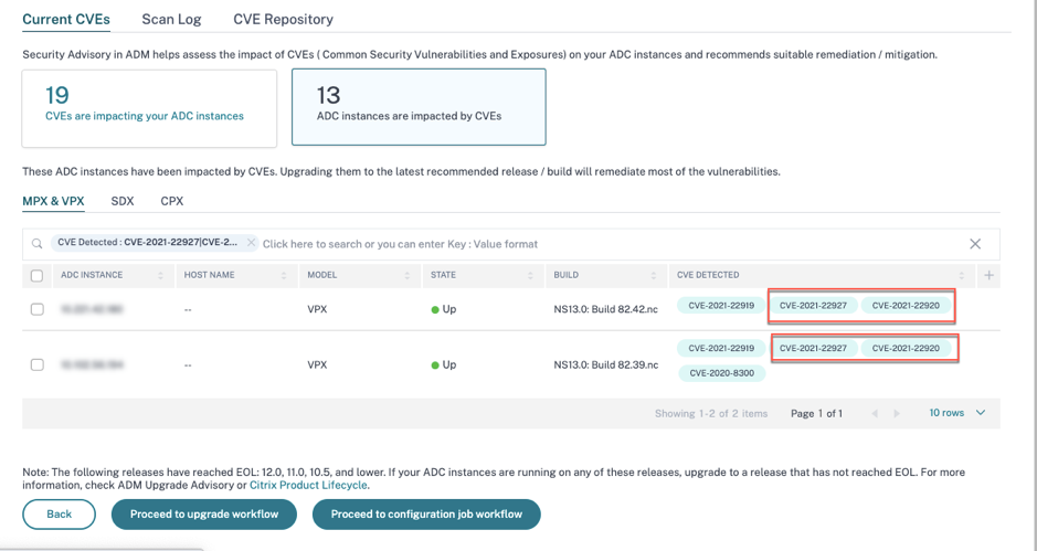 Instances impacted by CVE-2020-8300
