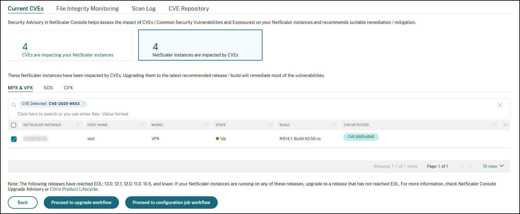 Instances impacted by CVE-2025-6543