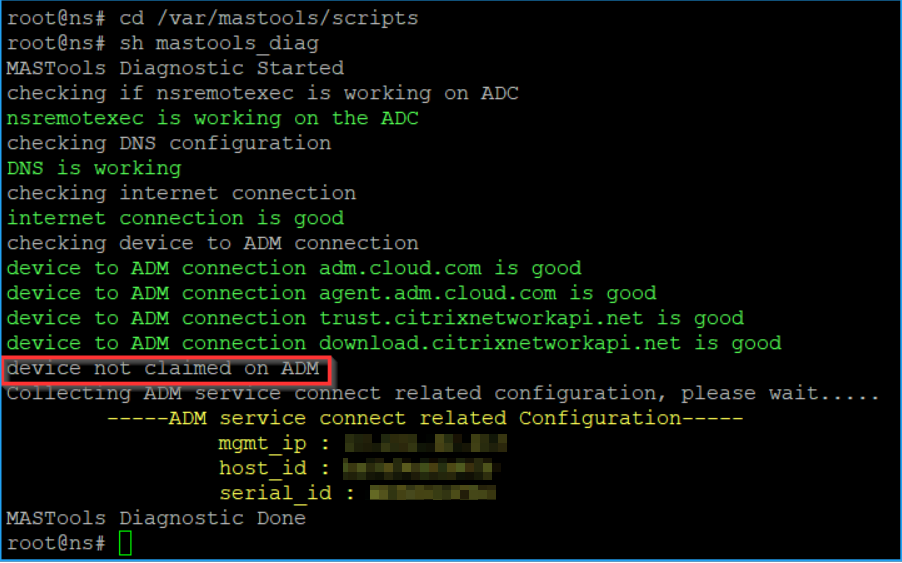 Device not claimed on NetScaler Console