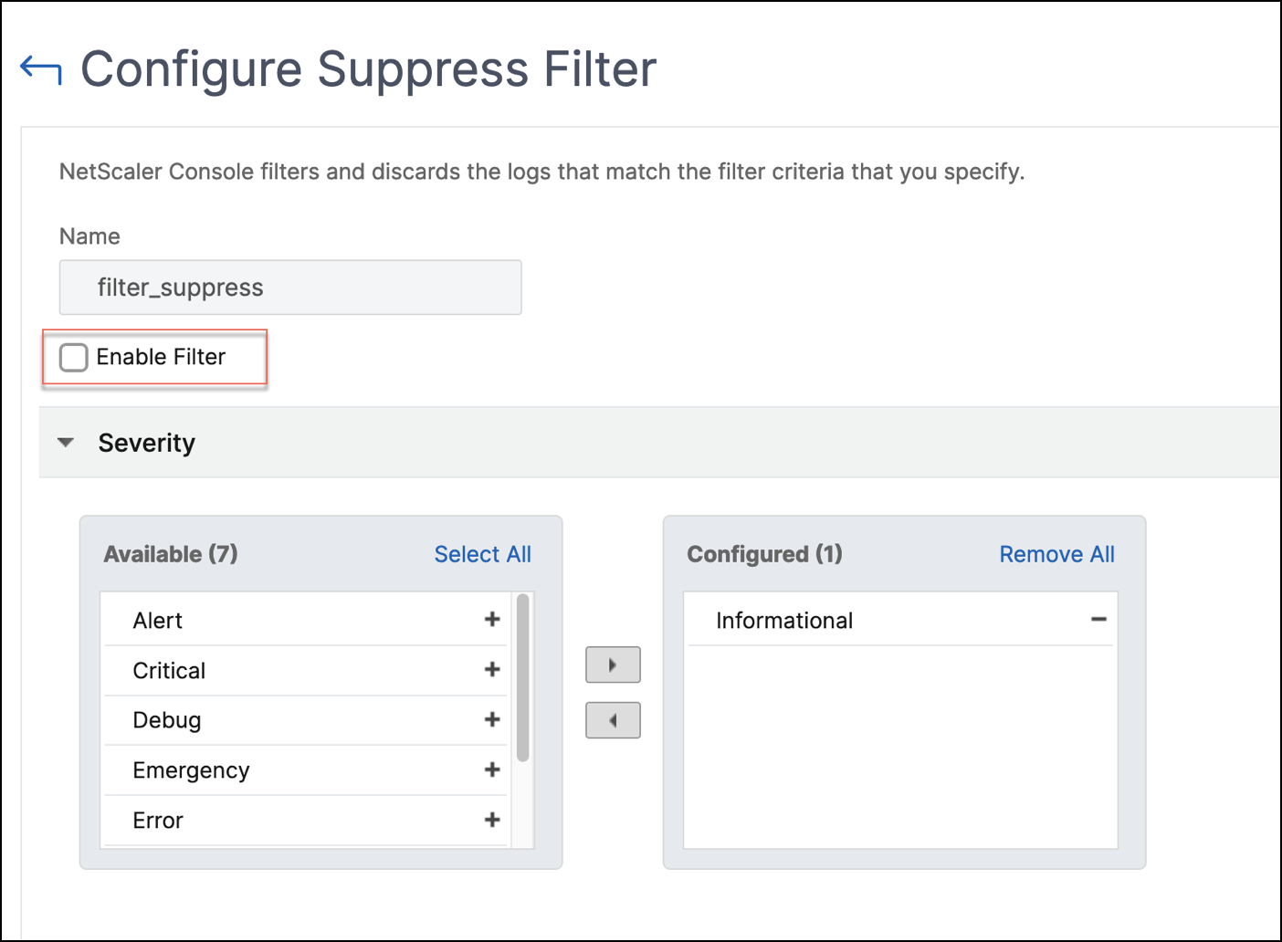 Suppress filter