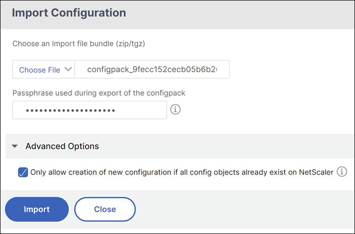 Import configuration
