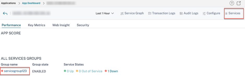 App dashboard