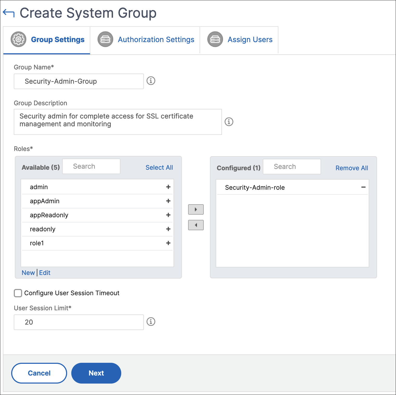 Configure the group