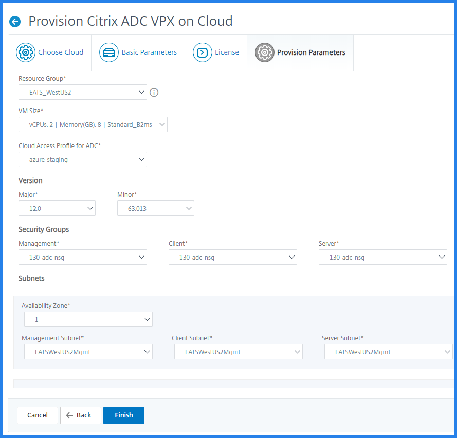 Provisioning NetScaler VPX basic parameters