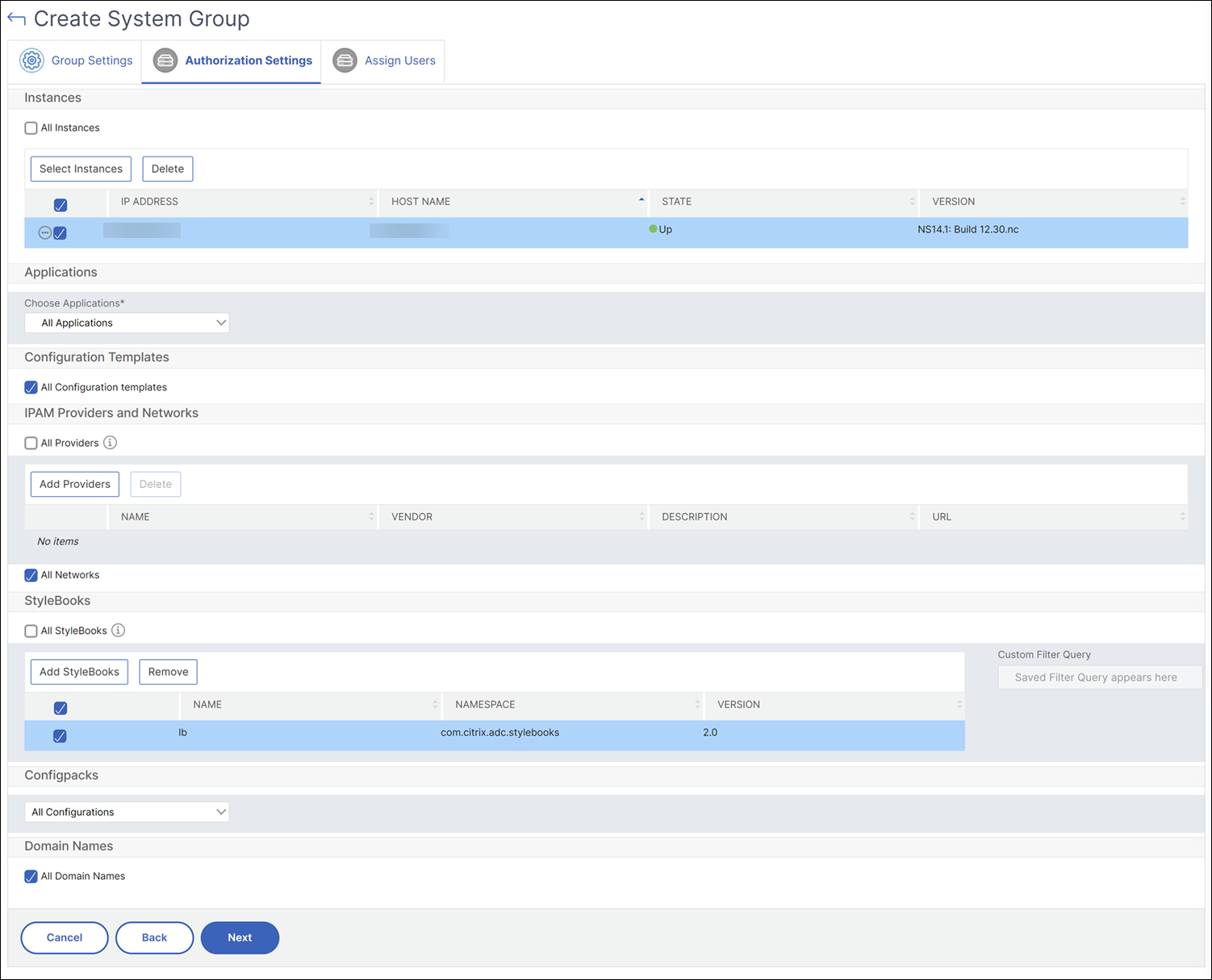 Authorization settings