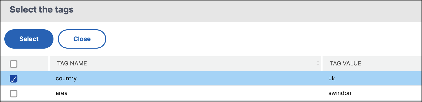 Select tags