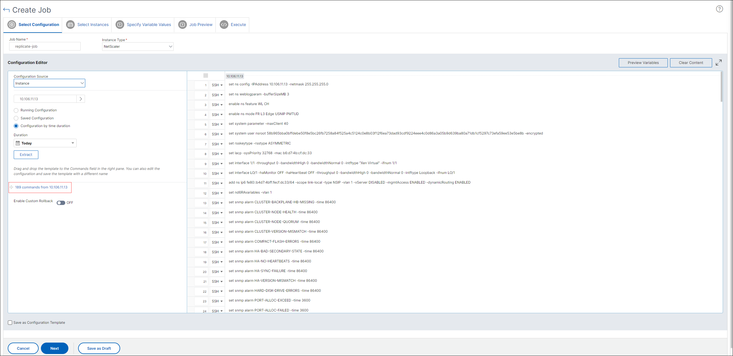 Add commands to a job