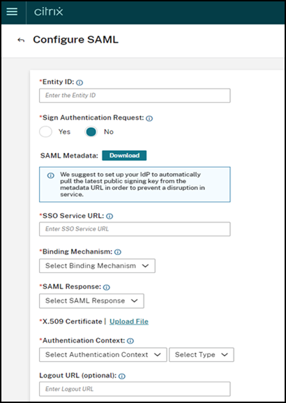 Configure SAML