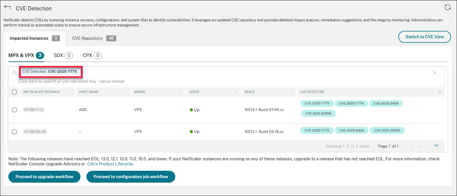 Security advisory dashboard for CVE-2025-7775