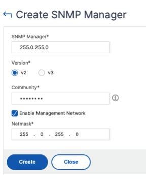 Create SNMP v2 manager