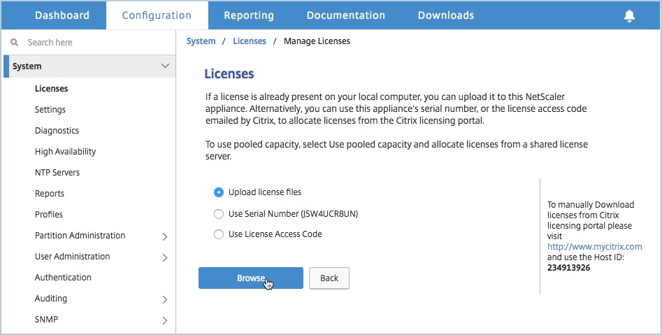 Upload license files