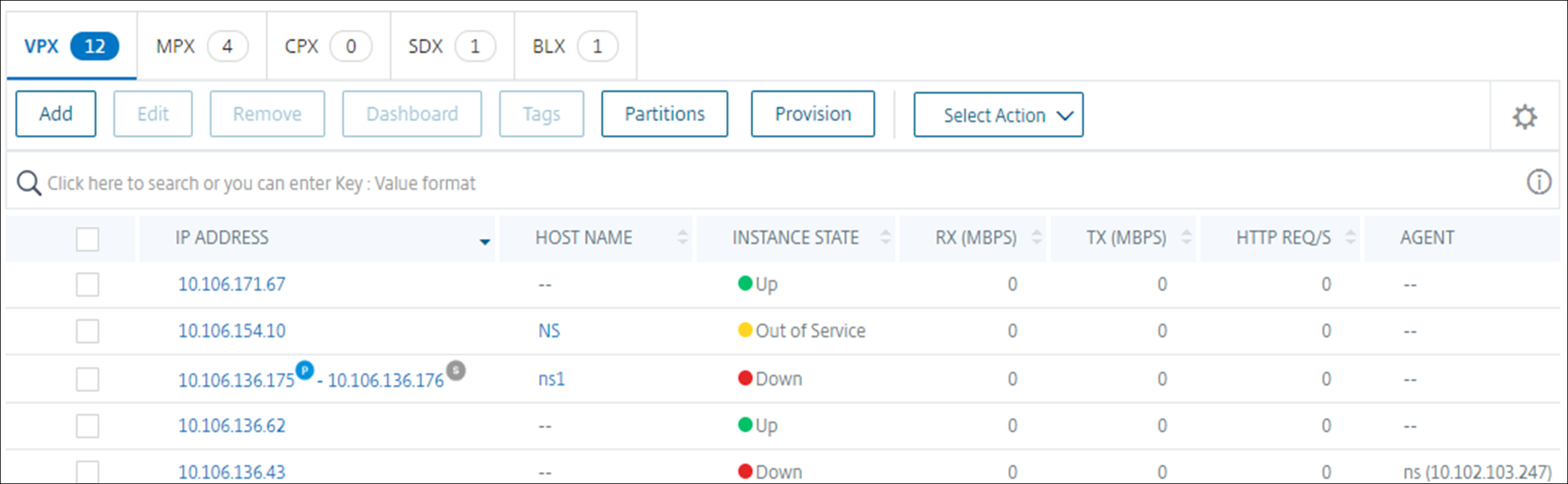 View NetScaler instances