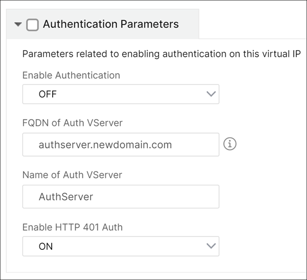 Optional, advanced load balancer virtual server