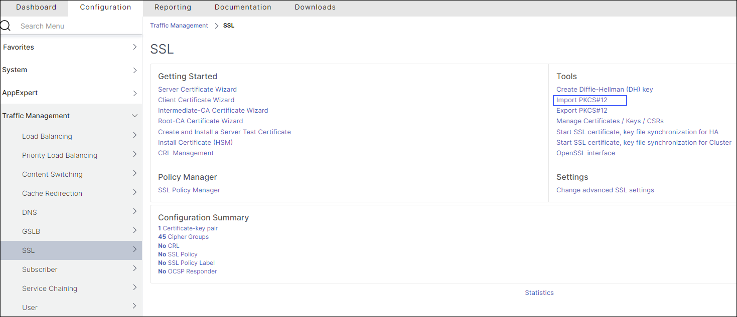 Certificate import link