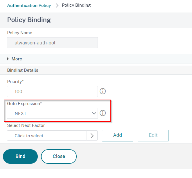 Bind policy