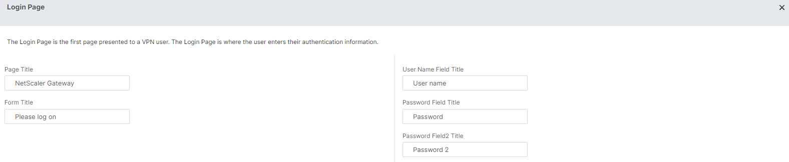 Login page