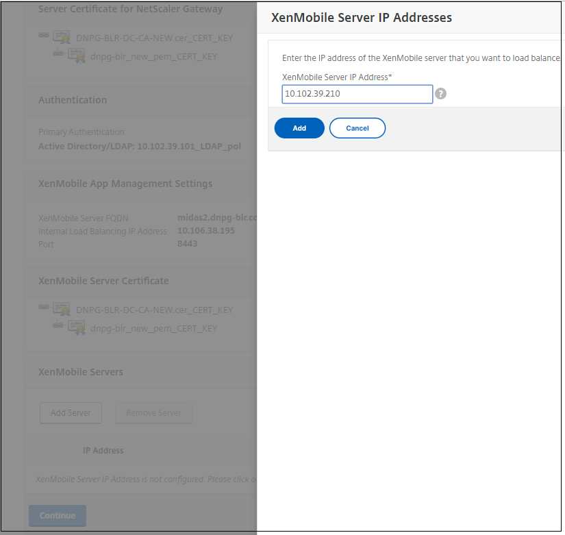 Select a virtual server