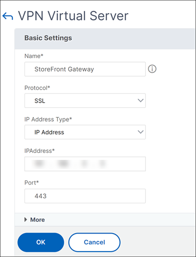 Gateway virtual server
