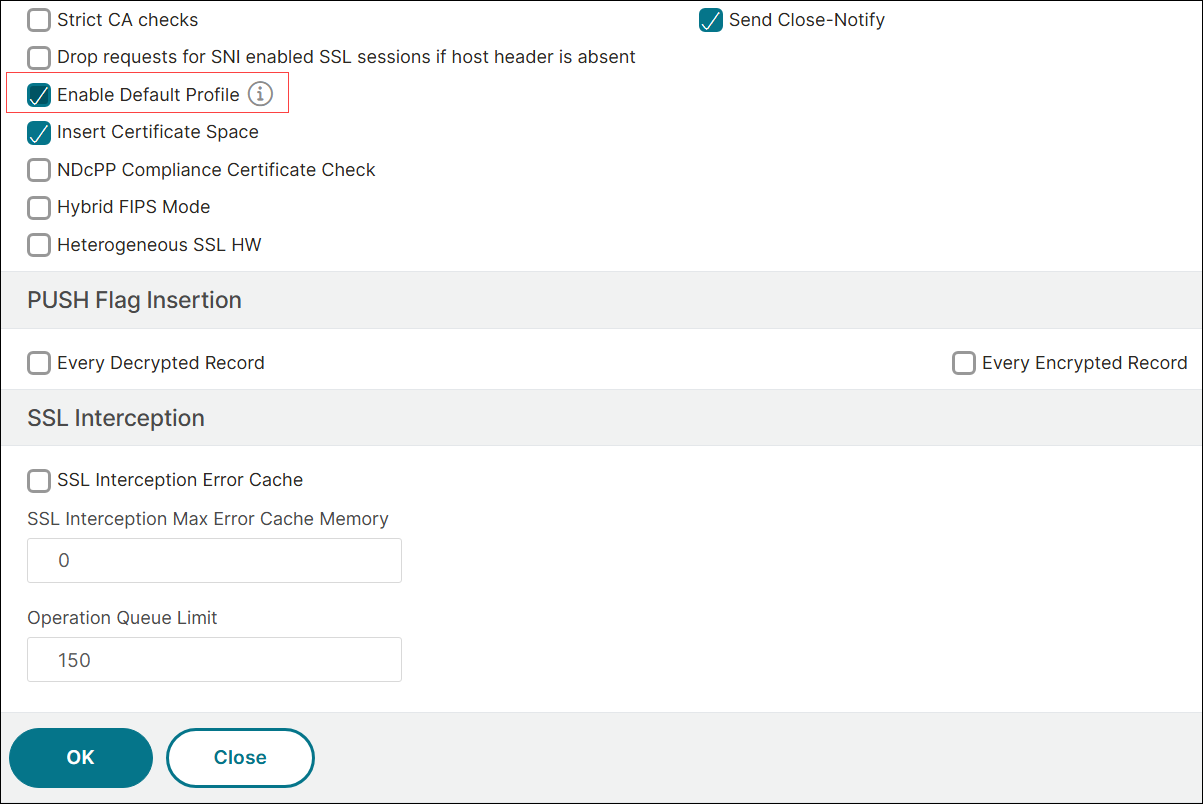 Enable default profile