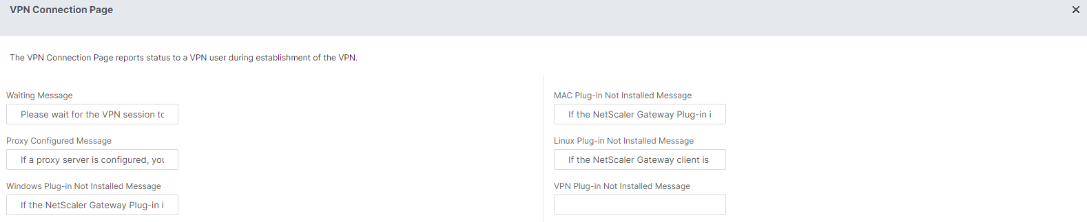 VPN connection page