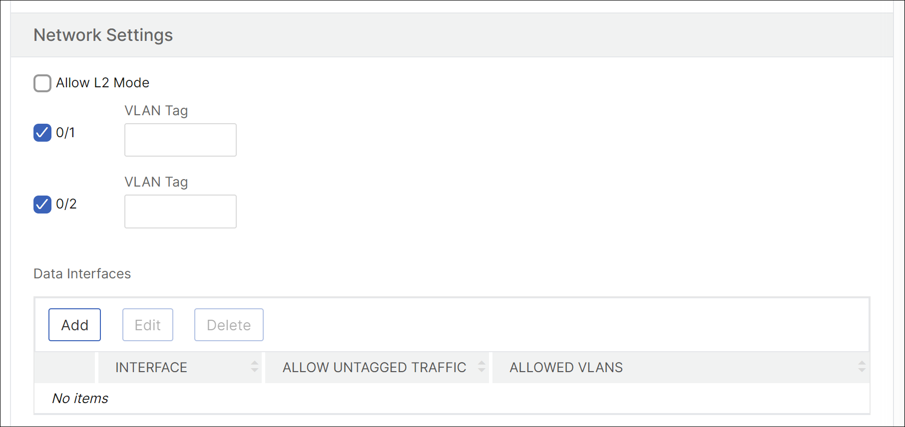 Network settings