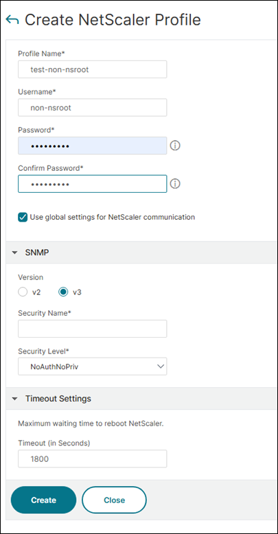 Create NetScaler Profile