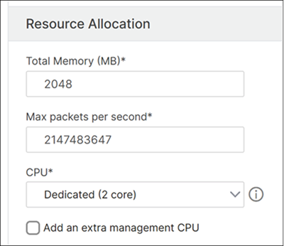 SDX VPX-Ressourcenzuweisung