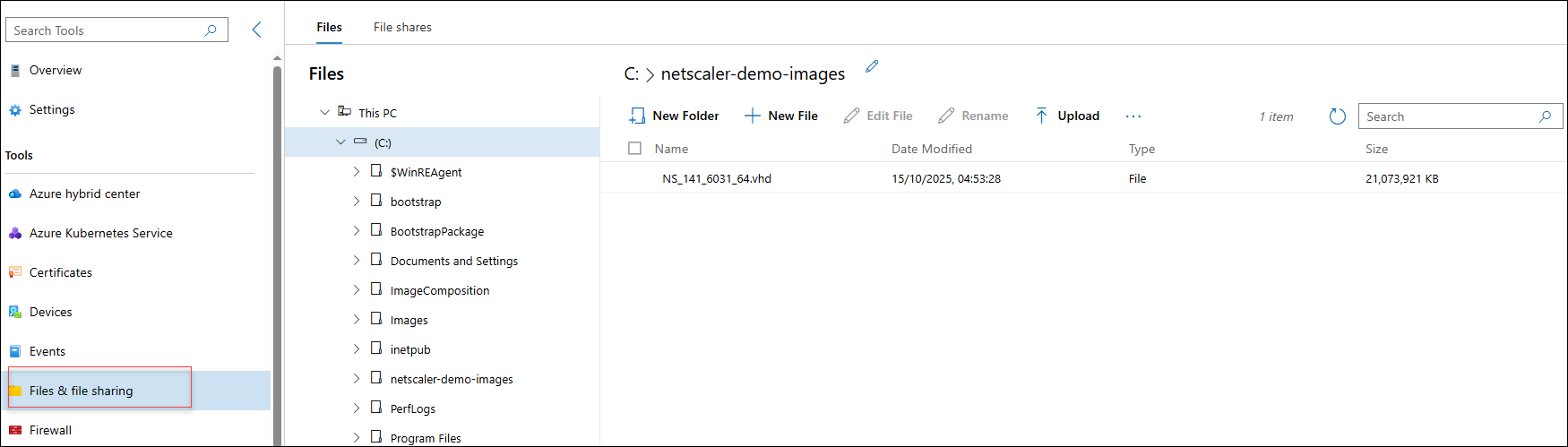 Azure file sharing