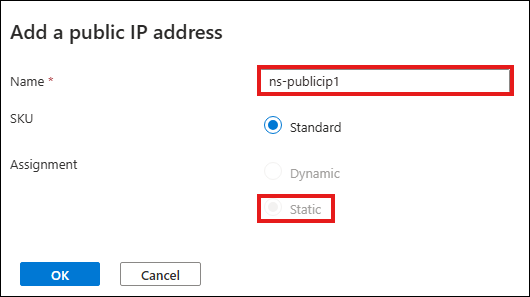 Create public IP address