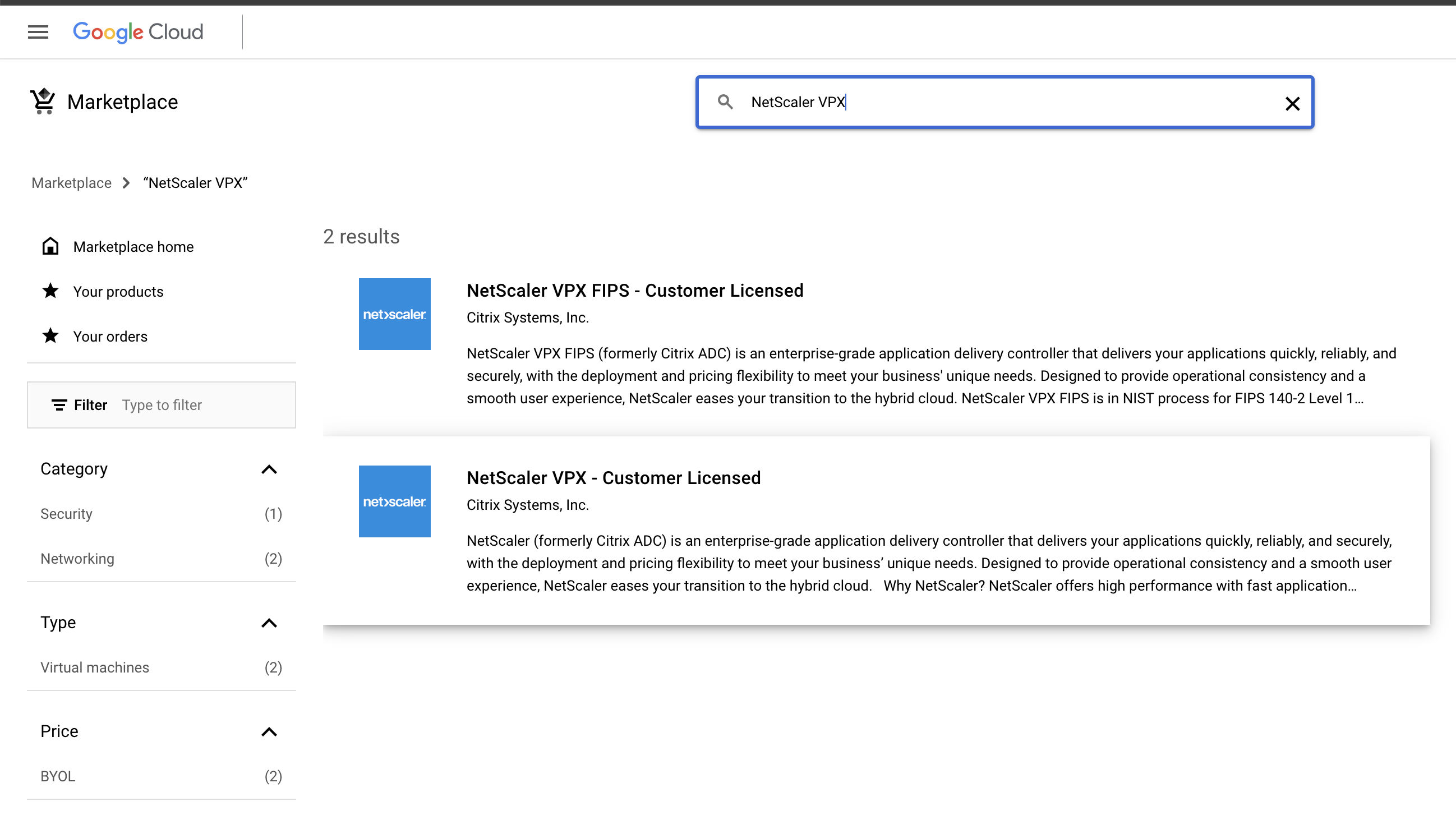 GCP marketplace