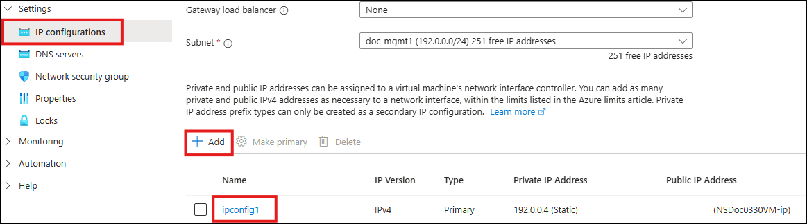 Multi IP configuration
